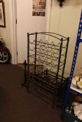 Portcullis style dog grate and wrought metal forty five bottle wine rack (2)