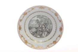 Chinese porcelain plate with en grisaille European ladies, 22.