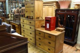 Victorian ash five drawer chest,