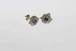 Pair of sapphire and diamond earrings,