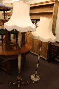 Two onyx standard lamps and shades and onyx table lamp and shade (3)