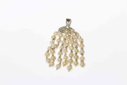 Edwardian seed pearl and diamond tassel pendant,