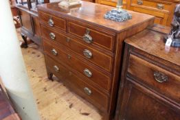 19th Century mahogany chest of two short above three long drawers on splayed bracket feet,