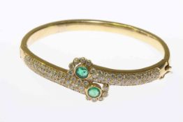 Emerald and diamond bangle,