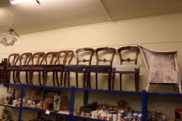 Eight Victorian mahogany dining chairs (5+3) together with Lloyd Loom bedroom chair (9)