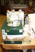 Royal Doulton and Nao figures, Lilliput Lane cottage, toy piano, firescreen,
