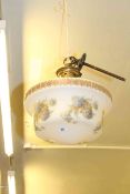 Early 20th Century opaque glass ceiling light decorated with floral design