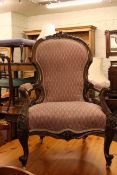 Victorian mahogany open armchair on cabriole legs,