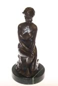 Small bronze nude on marble base