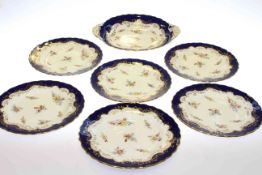 Set of six Coalport hand painted plates and serving dish