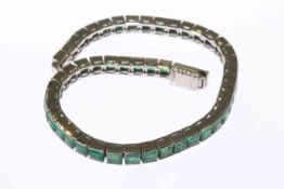 Art Deco emerald line bracelet,