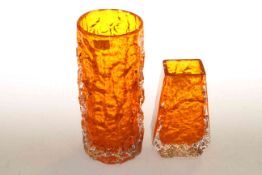 Whitefriars tangerine bark vase and small coffin vase (2)