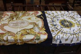 Two silk scarves by Hermes and Salvatore Ferragamo