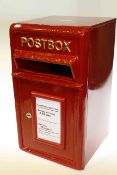 Replica red painted metal postbox with keys