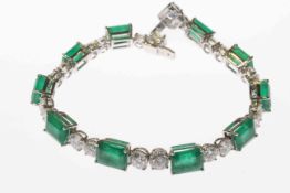 Emerald and diamond bracelet,