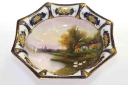 Noritake fruit bowl painted with river scene