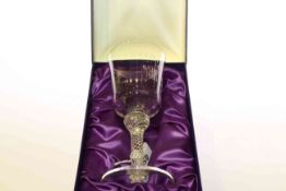 Dent glass goblet, to commemorate Saint Bede,