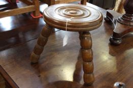Turned wood three legged stool