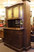 Early 20th Century oak Arts & Crafts leaded glazed door and mirror backed two door sideboard