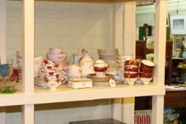 Four part tea services including Paragon 'Victorian Rose' and Tuscan 'Blue Star'