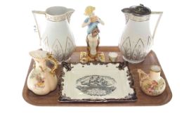 Royal Worcester figure Peter Pan, three Worcester blush pieces,