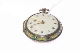 Silver and enamel pair cased watch, signed Kinloch & Son, Richmond, no. 2883, London 1790, 5.