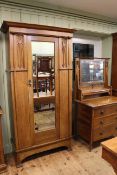 Art Nouveau oak mirror door wardrobe and dressing table