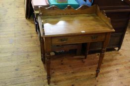 Late Victorian ash ¾ gallery backed turned leg washstand