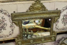 Dutch brass framed bevelled wall mirror