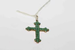 Mid Victorian turquoise set cross pendant, the graduating turquoise highlight set to the entirety,