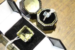 Aquamarine ring and a lemon quartz ring (2)