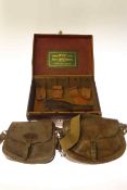 Army & Navy Co-Operative Society Gun Department leather and canvas cartridge case and two cartridge