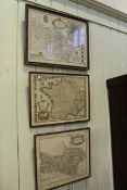 Three framed map prints