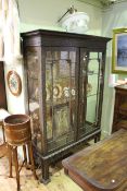 19th Century mahogany Chinese Chippendale style two door china cabinet and early 20th Century