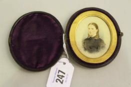 Portrait miniature of a lady in oval case