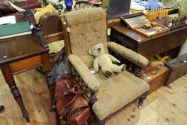 Victorian oak turned leg armchair
