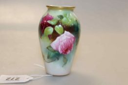 Small Royal Worcester vase, painted in the style of Kitty Blake with roses, no. G461, 10.