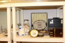 Victorian brass bound writing box, vintage electric sewing machine,