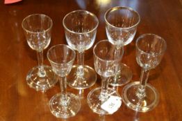 Collection of six wine/ale glasses (four with folded foot),