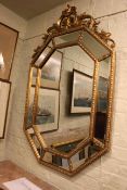 Octagonal shaped gilt framed marginal mirror