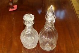 Two 19th Century decanters, taller 29.