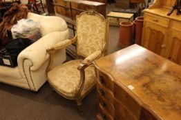 French gilt arched panel back open armchair