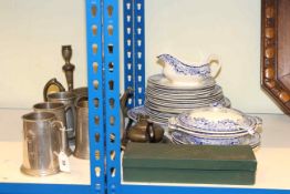 Blue and white dinnerware, pewter ware, bridge set,