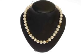 Freshwater pearl and 9 carat gold bead necklace with gold clasp