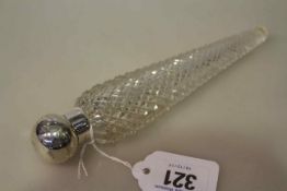 Victorian silver topped cut-glass scent flask, Birmingham 1898,