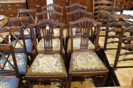 Set of six mahogany Hepplewhite style dining chairs with tapestry seats