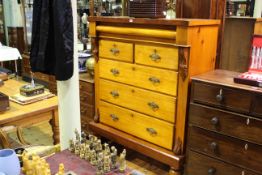 Victorian satin birch Scotch chest of six drawers,