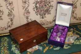 Victorian trinket box and commemorative dent glass goblet,