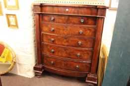 Victorian mahogany bow front Scotch chest of seven drawers