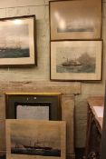 Collection of prints and paintings including four maritime prints